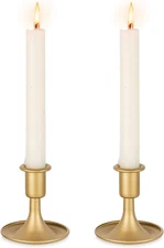 Set of 2 Gold Taper Candle Holder Vintage Brass Candlestick Home Table Decor