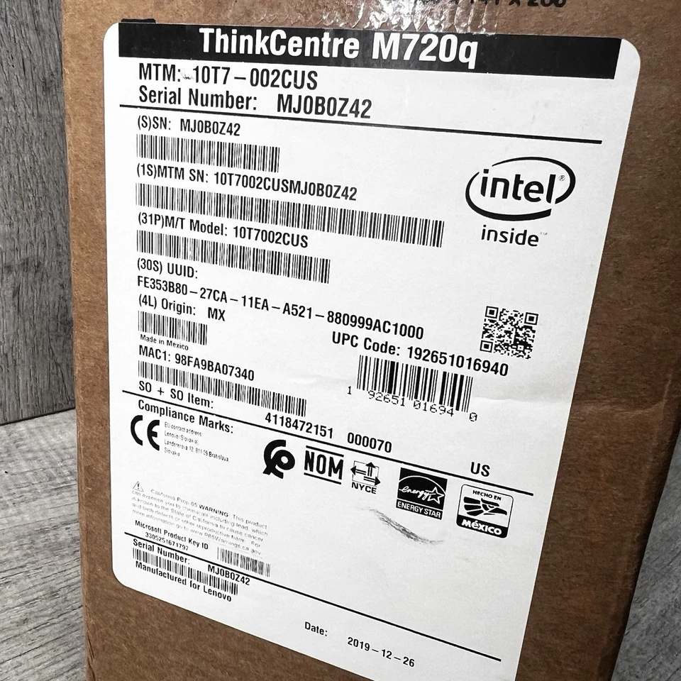 Lenovo ThinkCentre M720q Tiny Desktop Computer intel core i5 256GB New Sealed - Image 4 of 4