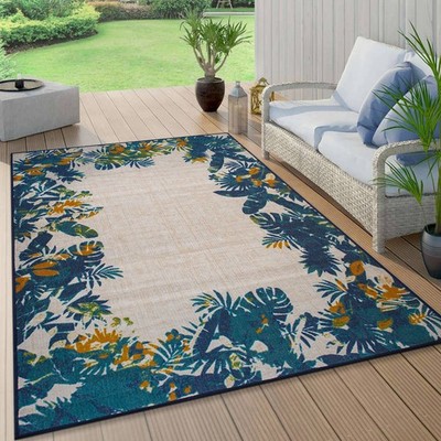 Rugshop Outdoor Carpet Rug Contemporary Floral Border Indoor/Outdoor Area Rugs