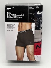 NEW 3 PACK MENS NIKE DRI FIT ESSENTIAL COTTON STRETCH TRUNK SIZE X LARG WIDE HEM