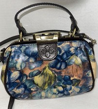 Patricia Nash Gracchi Frame Leather Winter Bloom Handbag Xbody Floral Brown