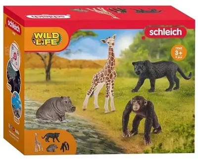SCHLEICH 72162 Giraffe Gorilla Nilpferd Panther ab 3+ WILD Life Spielset Neu/OVP