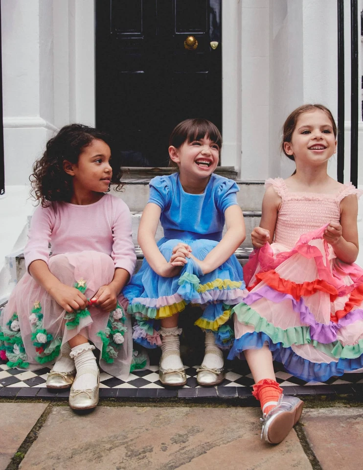 Mini Boden Girl's Velvet Tulle Christmas Applique Party Dress Pink (Defect) - Image 2 of 4