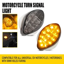 Universal 12v Motorcycle Chrome Amber LED Turn Signal Light Bullet Brake Blinker