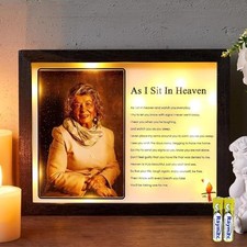 Sympathy Gift 8" x 10" LED Memorial Shadow Box As I Sit In Heaven Black