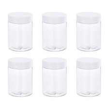 6Pcs 3oz 100ml Round Plastic Jars with White Screw Top Lid for Storage