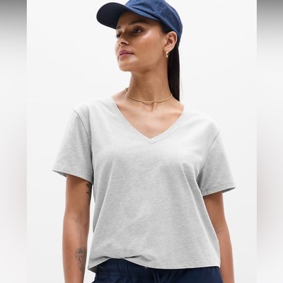 ATHLETA Essential V-Neck Tee Lightweight SUPIMA  cotton NWT Size L