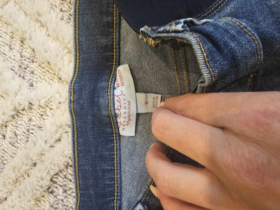 Versatile Women’s Maternity Shorts Trio: Denim, Khaki, White Casual Style - Image 2 of 4