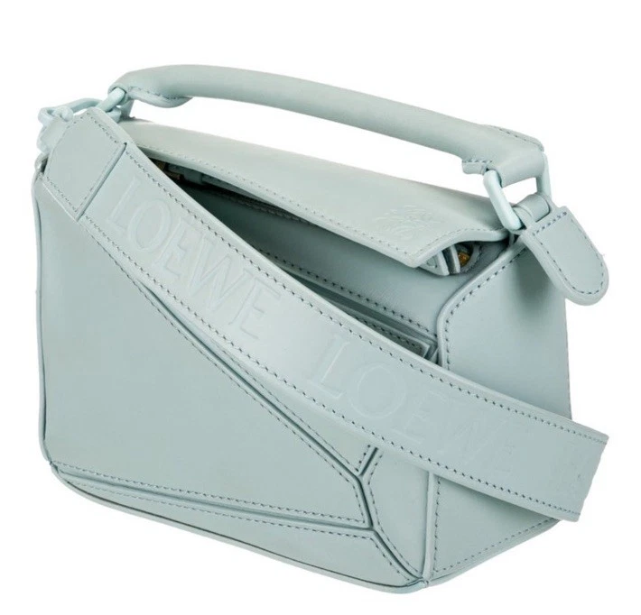 Loewe Mini Borsa Puzzle in Pelle Borsa a Tracolla a 2 Vie Acquamarina