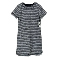 New W By Worth $278 Tweed Boucle Knit Shift Cocktail Dress Black White Size 8