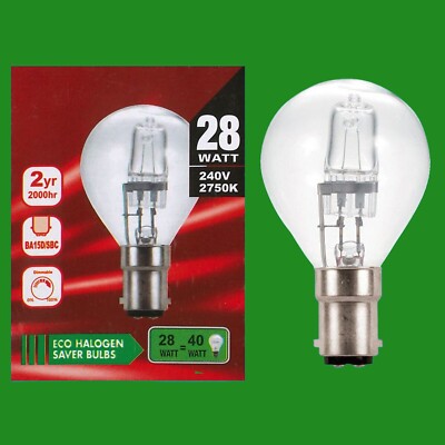 8x 28W (=40W) Halogen dimmbar klar Golf G45 Mini Globe Glühbirne Lampe SBC B15