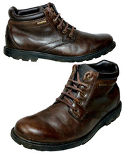 ROCKPORT Mens Brown Leather Hydroshield Waterproof Walking Hiking Boots Size 7.5