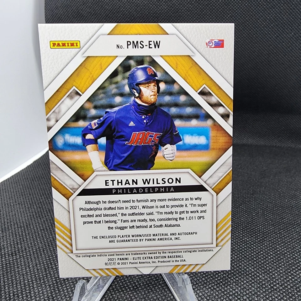 2021 Panini Elite Extra Edition Baseball Prospect Materials Ethan Wilson #45/99 - Image 3 of 4