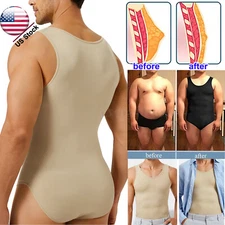 Mens Leotard Bodysuit Slimming Shapewear Bodysuit Compression Full Body Shaper