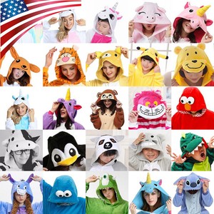 Kids Adult Costume Cosplay Kigurumi Halloween Pajamas Animal Xmas Gift Jumpsuit