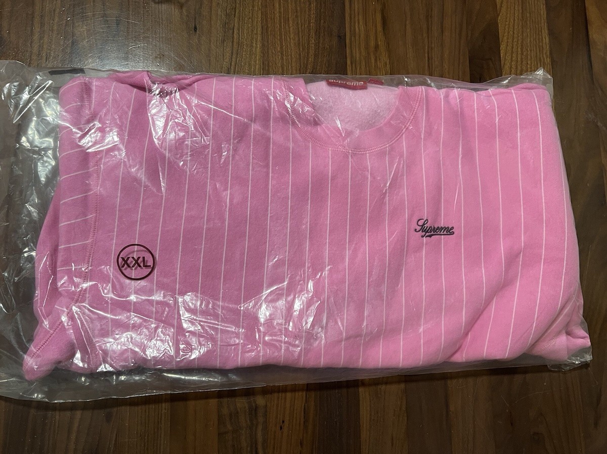 SUPREME® PINSTRIPE CREWNECK SS24 FLEECE SWEATSHIRT PINK SUPREME® PINSTRIPE CREWNECK SS24 FLEECE SWEATSHIRT PINK