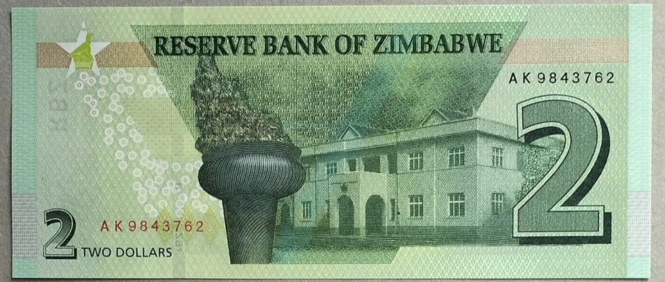 Zimbabwe 2019 2 Dollars Note AK 984762 - Image 2 of 2