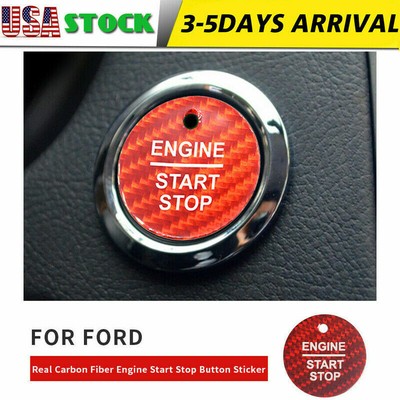 Red Carbon Engine Start Stop Button Sticker For Ford F-150 Mondeo Focus ...