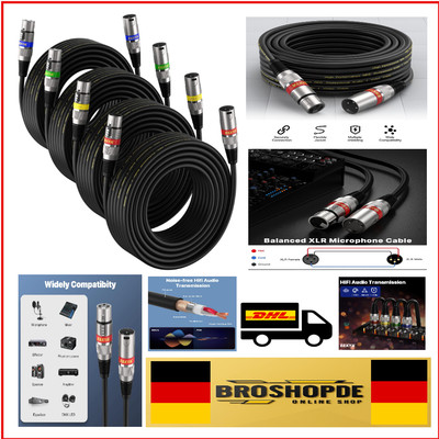 High-Quality 6m DMX Balanced Microphone Cable 4 Pack