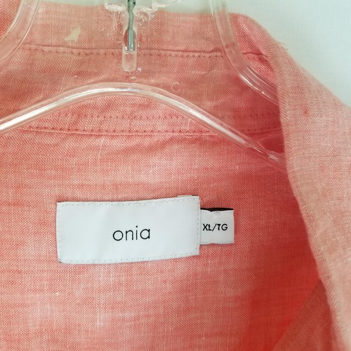 Onia 100% Linen Pink Button Front Short Sleeve Shirt Men's Size XL - Picture 3 of 5