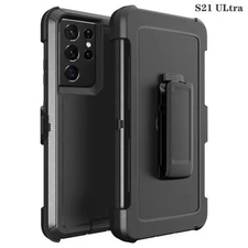 Black For Samsung Galaxy S21 S21+Ultra Shockproof Defender Case with Belt Clip 
