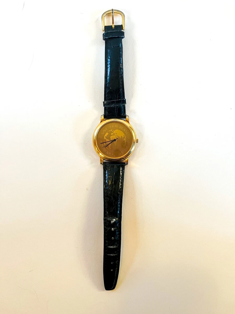 RARE Vintage Jacques Farel Wrist Watch Gold Save Our Planet 120390 | eBay