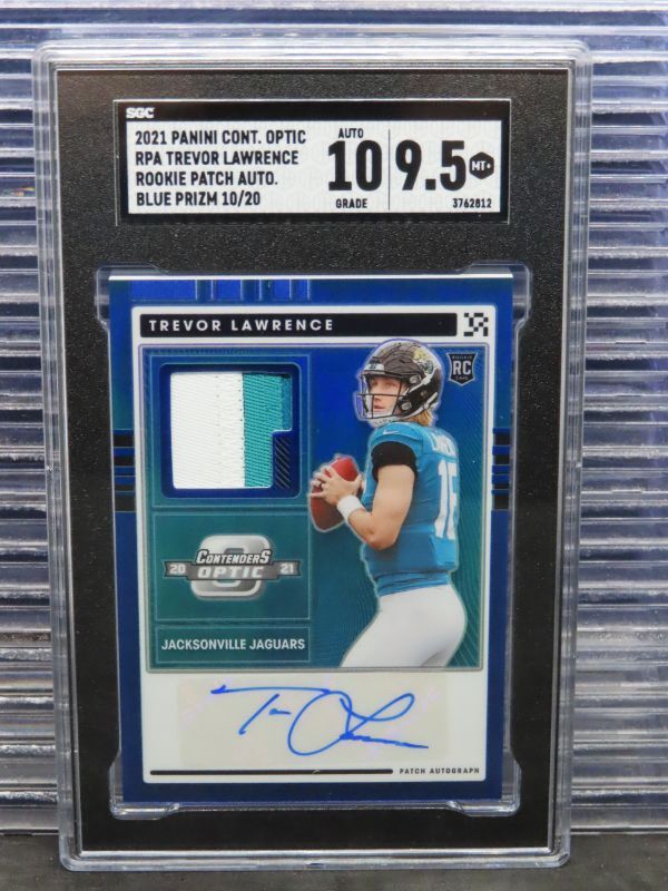 Trevor Lawrence Panini Contenders Optic Rookie Patch Autographs #RPATLA Blue