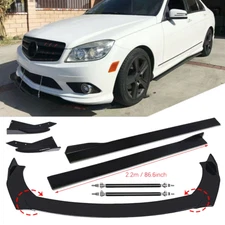 Front Bumper Lip Spoiler Splitter Glossy Black Extension For Mercedes-Benz