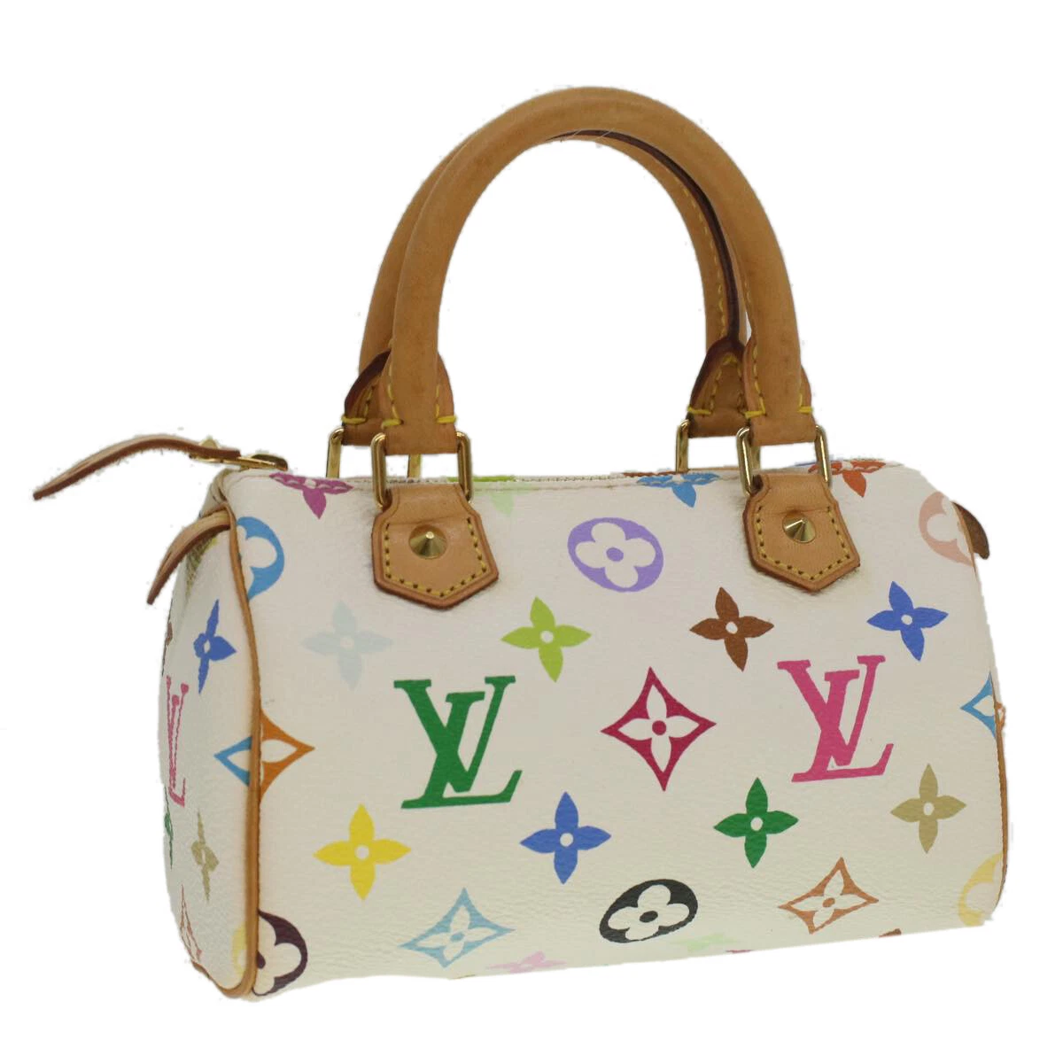 LOUIS VUITTON Monogram Multicolor Mini Speedy Hand Bag White