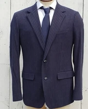 Bonobos Italian Lanificio Knit Cotton NAVY Stripe Blazer Men's 42R Slim Fit NEW