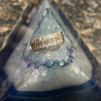 TACORI STERLING SILVER 925 CLEAR CUBIC ZIRCONIA CZ BAND RING SIZE 9 12g
