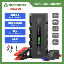AmpBank 3000Amp USB Car Jump Starter Pack Booster Battery Charger Power Bank