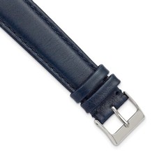 DeBeer 16mm Smooth Leather Navy Silver-tone Buckle Watch Band