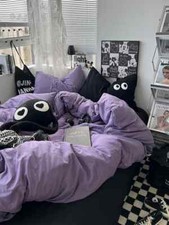 Purple Bedding Set Girls Boys Double Sheet Duvet Cover Pillowcase Bed Home