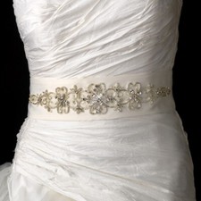 Beautiful Beaded Wedding Sash Bridal Sash Belt with Crystals Ivory Bridal Belt