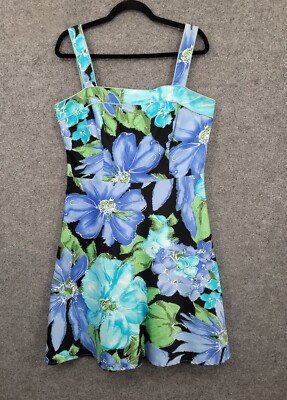 Perceptions Dress Womens 12 Fit & Flare Lined Wide Strap Midi Multicolor  Floral | eBay