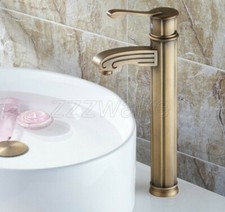 Antique Brass Bathroom Faucet Single Handle Hole Vanity Sink Mixer Tap Znf317