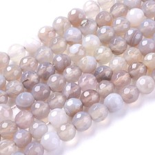 62pcs/Strd Natural Striped Agate Round Beads Faceted Gainsboro Loose Spacer 6mm