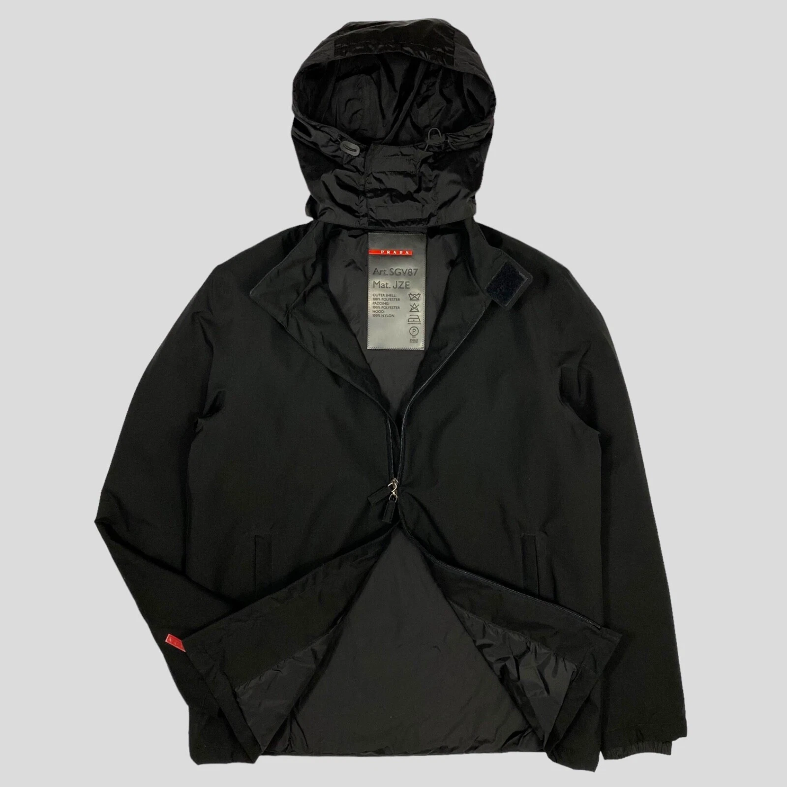 Prada Sport AW01 Giacca Isolata in Goretex con Cappuccio Tascabile in Nylon IT50 (L)