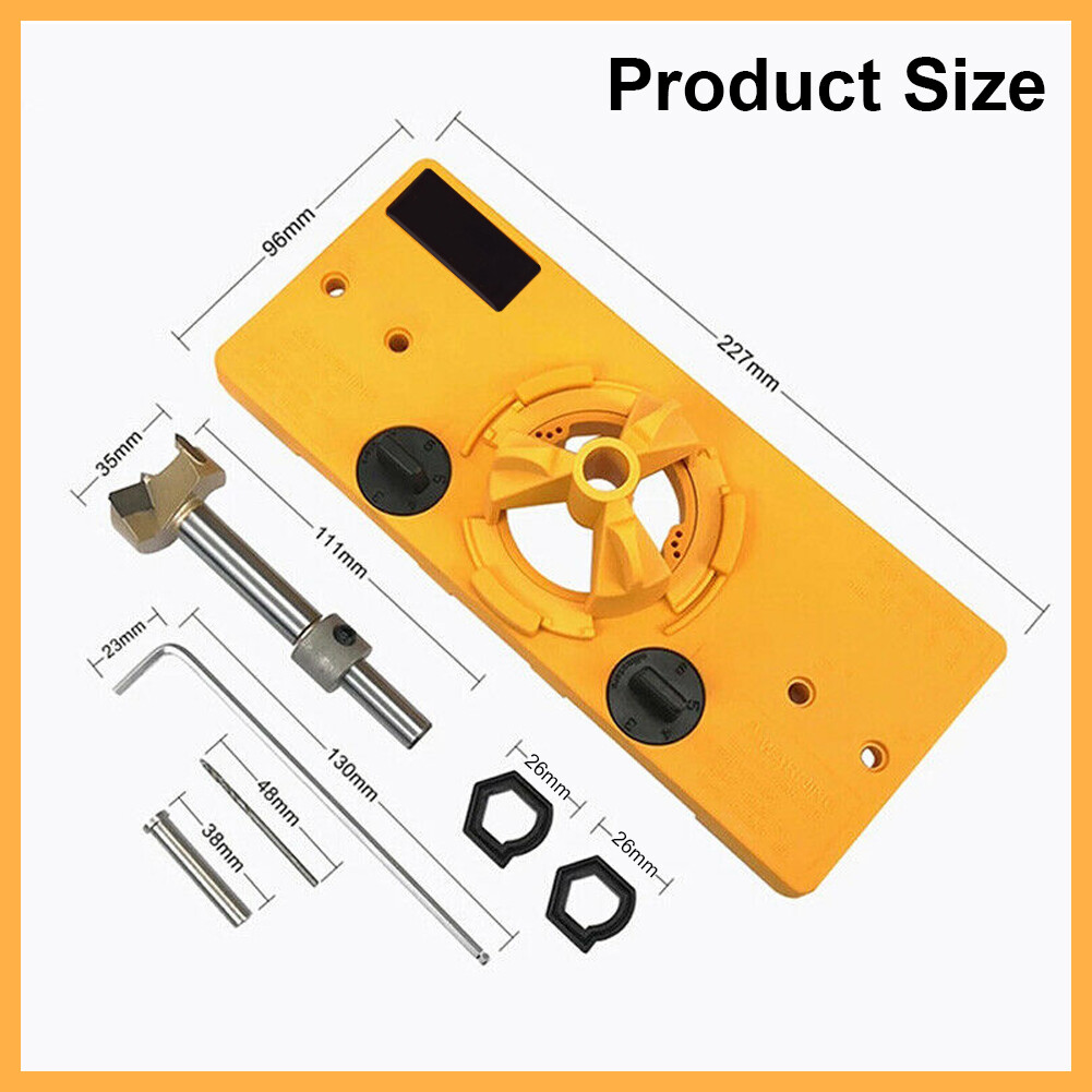 Concealed Hinge Jig Boring Hole Drill 35mm Guide +Cutter Bit Set For