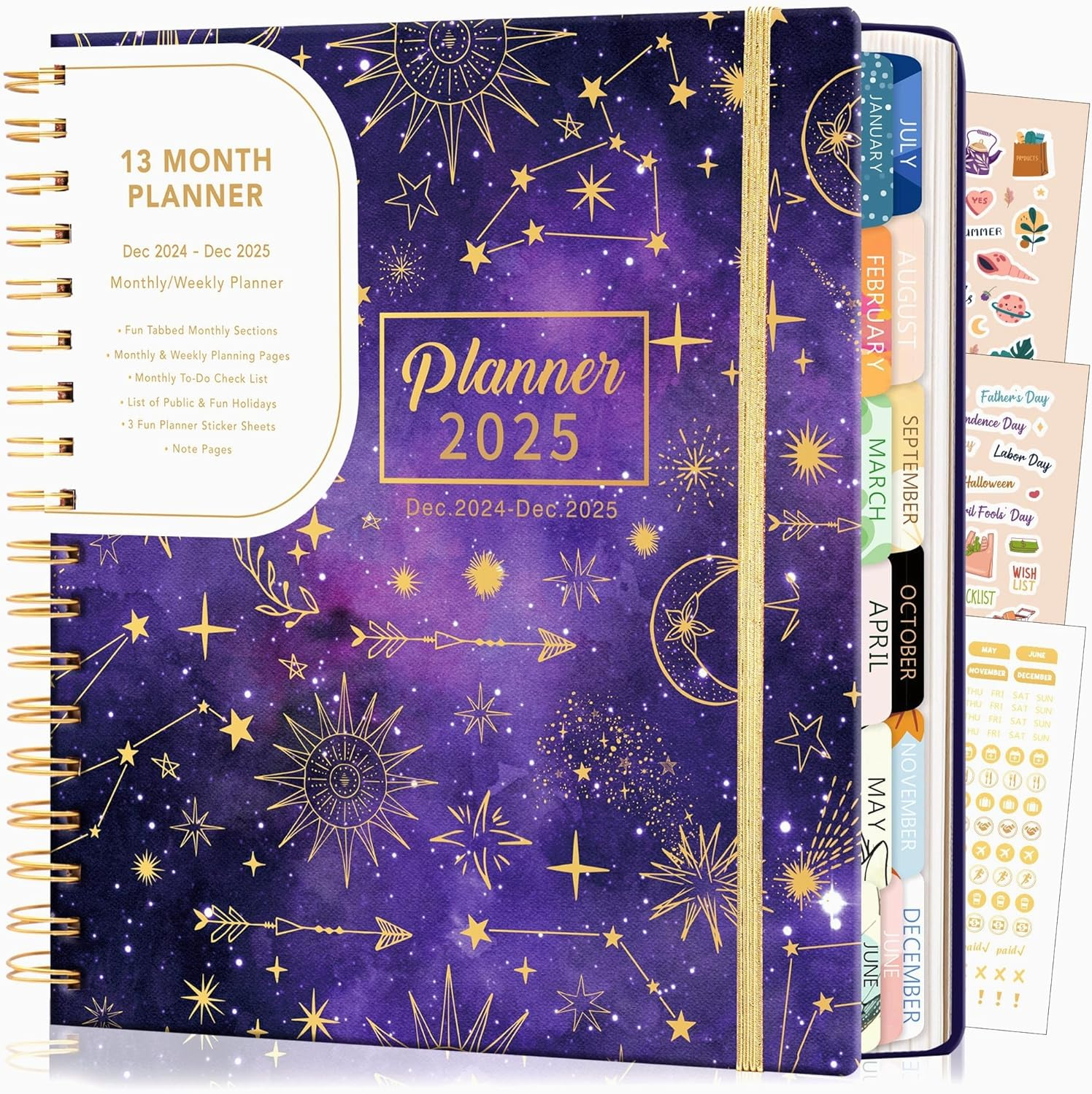 2025 Planner Weekly and Monthly Dec 2024-Dec 2025 with 13 Month Tabs, Hardcover