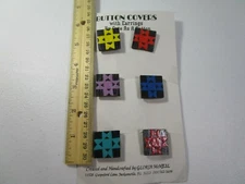 Cute As A Button Square Button Covers With Square Earrings Hand Crafted 