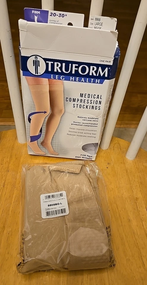 Truff Leg Health 医疗压缩袜 米色 坚固 20-30 8848 大号 全新 — 第 2/4 张图片