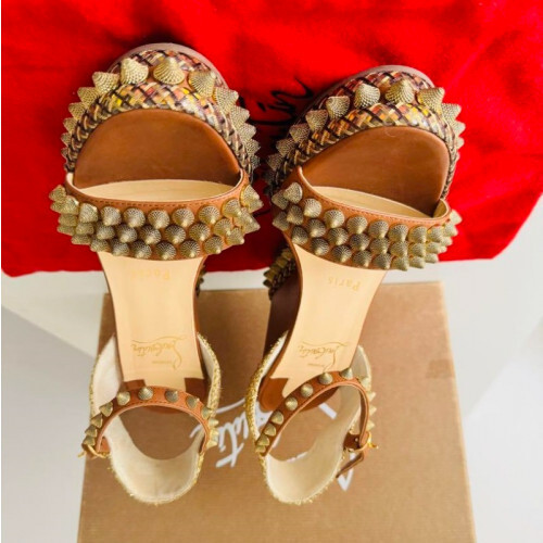 Christian Louboutin Spikes, Espadrille Sandals in Brown, US7 [EX