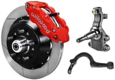 WILWOOD DISC BRAKES,FRONT,2'' DROP SPINDLES,STEERING ARMS,64-72 A-BODY,14'',RED