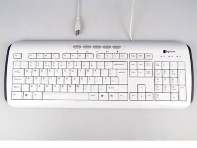 Zignum USB Tastatur Keyboard ZG-807, UK QWERTY, 5 Hotkeys LEDs Klavier Weiss NEU