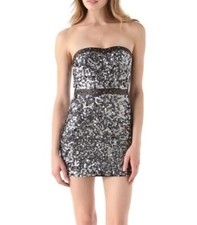 Free People NWT Sequin Strapless Dress Dress Faux Leather Studs 4