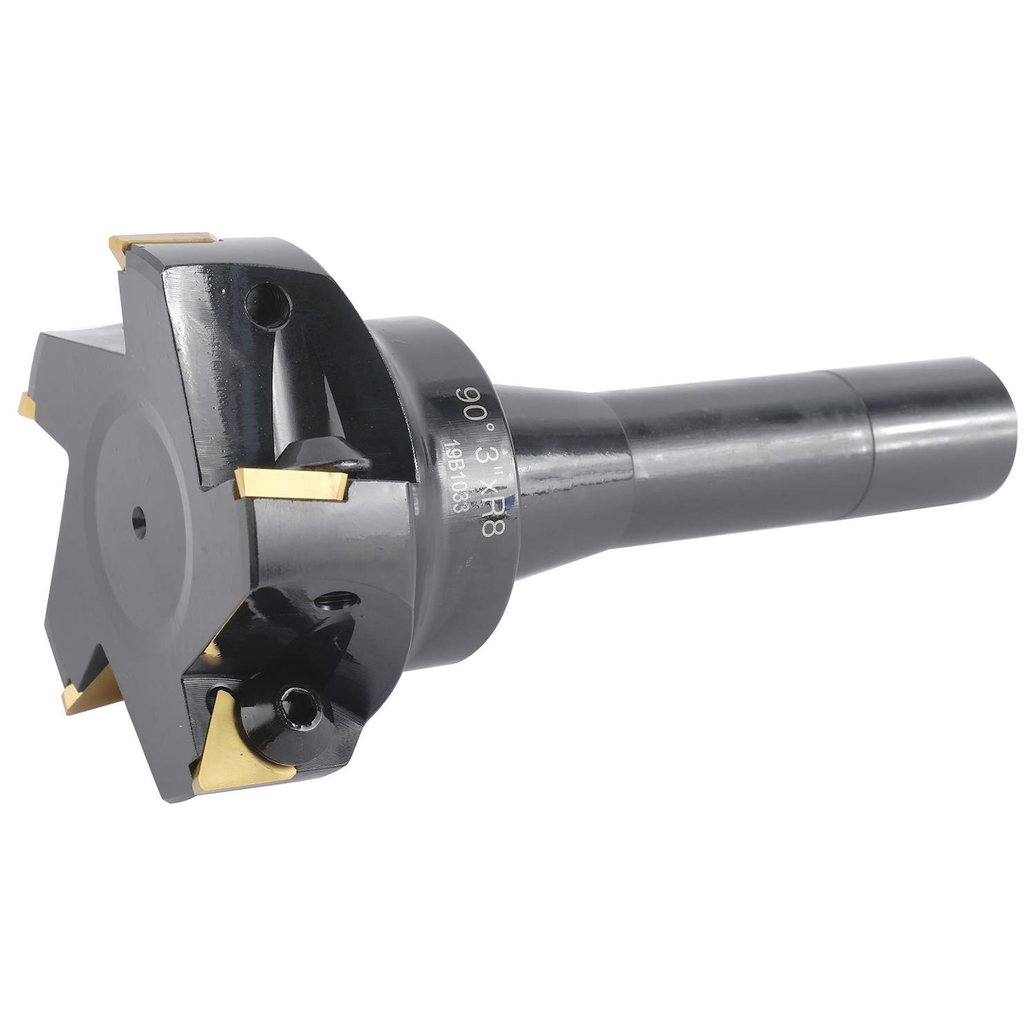 3'' Carbide Indexable End Mill, R8 Shank, 5 Flute, with Tpg322 Inserts