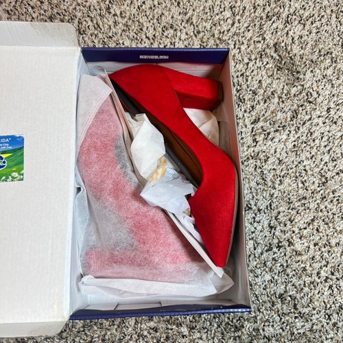 Heel The World Red Pumps Pointed Toe Stiletto Heels Party Shoes Size 8 - Picture 3 of 8
