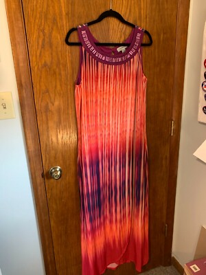 Catherines maxi dress. Sleeveless. Orange/navy/pink/purple. Size 0X. BNWT.  | eBay
